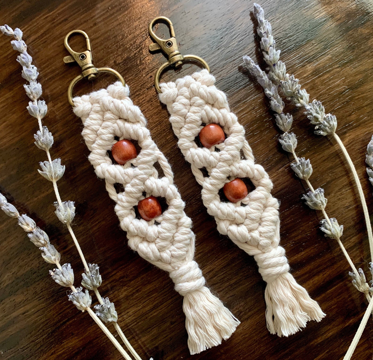 Macrame Keychain With Beads Etsy