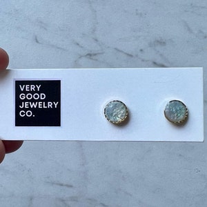24k Gold Opal Studs, Polymer Clay Blue Opal, Green Opal, Dainty Small Gold Minimalist Studs, Gift Ideas for Friends