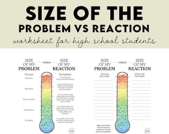 Size of My Problem vs Reaction for High School! PDF Perfect for school counselors, teachers or social workers! Problem Solving/counseling