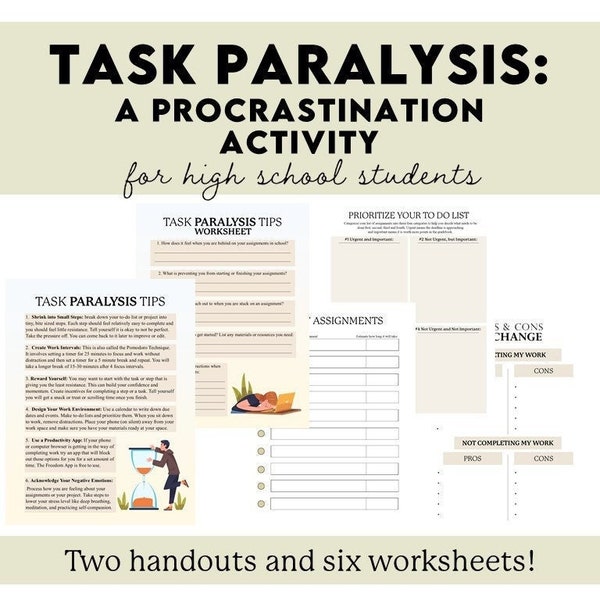 Task Paralysis: An activity for High School Students Struggling with Procrastination. Counseling, therapy, group counseling, social worker