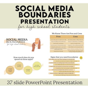 Social Media Grenzen PowerPoint-presentatie voor middelbare scholieren voor de klas of groepsbegeleiding of therapie