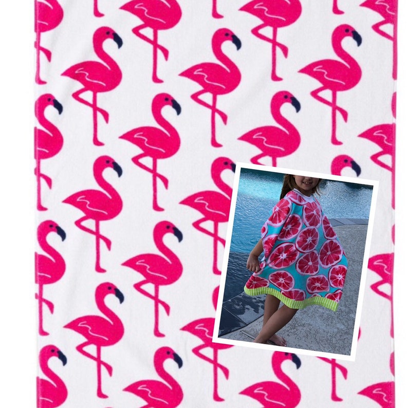 Pullover Beach Towel Pink Flamingo Pattern Beach Poncho Etsy