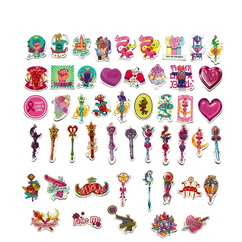 50pcsbag Cute Wand Pink Girls Sticker Pack-fun Thriller aesthetic graffiti promo gift luggage Packaging laptop decal wrap diary letter