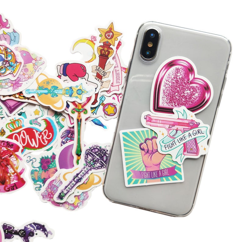50pcsbag Cute Wand Pink Girls Sticker Pack-fun Thriller aesthetic graffiti promo gift luggage Packaging laptop decal wrap diary letter
