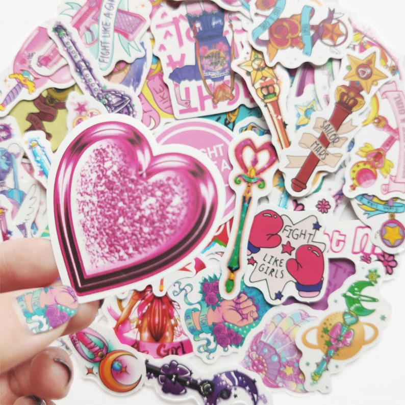 50pcsbag Cute Wand Pink Girls Sticker Pack-fun Thriller aesthetic graffiti promo gift luggage Packaging laptop decal wrap diary letter