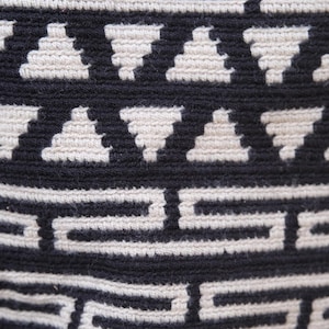 Borsa Wayuu Mochila bianca e nera, tracolla all'uncinetto, Boho Chic image 5