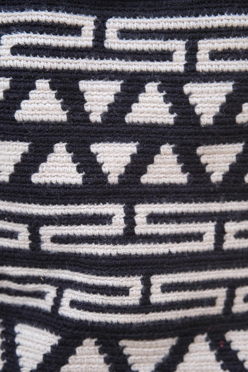 Borsa Wayuu Mochila bianca e nera, tracolla all'uncinetto, Boho Chic image 5