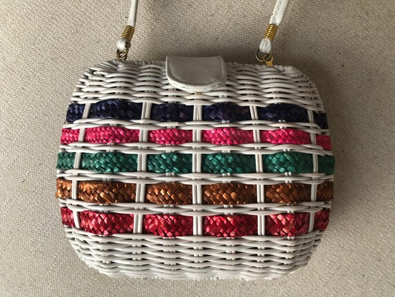 VINTAGE White Wicker Handbag