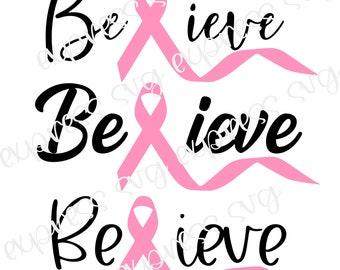 Believe Awareness Ribbon, Cancer Ribbon digital file | SVG
