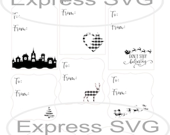 Buffalo Check Christmas Tags  | Cutable File