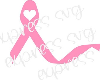 Awareness Ribbon, Cancer Ribbon with heart digital file | SVG