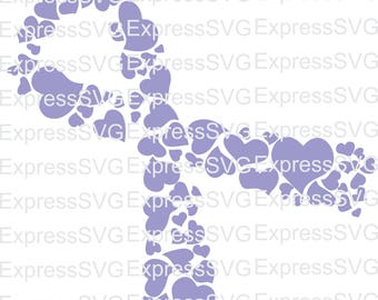 Awareness Ribbon, Cancer Ribbon in hearts digital file, svg, cdr, eps, png
