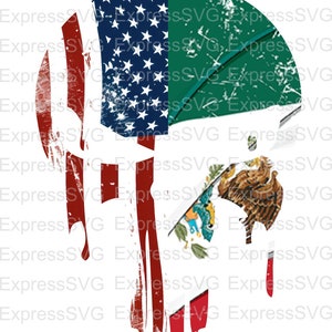 Punisher Mexican American Flag digital file, svg, png, studio3
