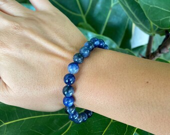 Natural Sodalite Bracelet, Sodalite Beaded Stretch Bracelet, Round Bead Sodalite Crystal Bracelet