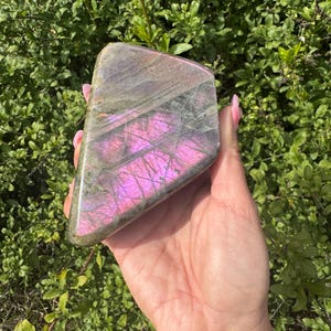 Polished Purple Labradorite Crystal Freeform, Natural Labradorite Stone, Freeform Labradorite Flashy Stone