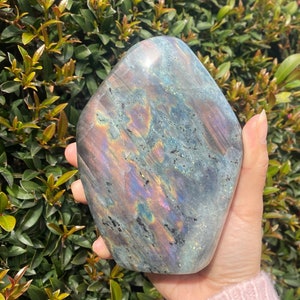 Polished Rainbow Labradorite Crystal Freeform, Labradorite Stone Freeform