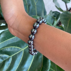Natural Hematite Bracelet, Hematite Beaded Stretch Bracelet, Round Bead Hematite Crystal Bracelet 10mm bead