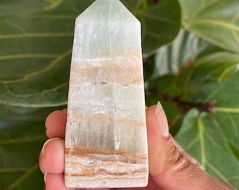 Blue Caribbean Calcite Tower, Caribbean Blue Calcite Point 130g