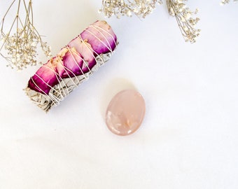 Polished Rose Quartz Carry Stone, Oval Rose Quartz Pocket Stone, Pink Rose Quartz Crystal Worry Stone