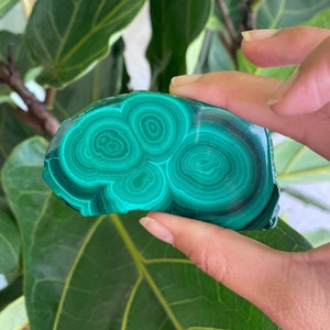 Natural Malachite Stone, Polished Malachite Crystal Slice, Real Malachite Mini Slice, Polished Malachite Slab 73 grams