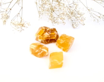 Raw Honey Calcite Chunk, Raw Citrine Calcite Crystals