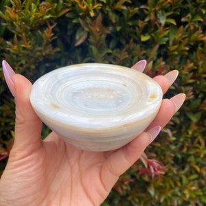 Agate Stone Bowl, Natural Agate Stone Bowl, Polished Agate Crystal Dish, Agates Stone Bowl