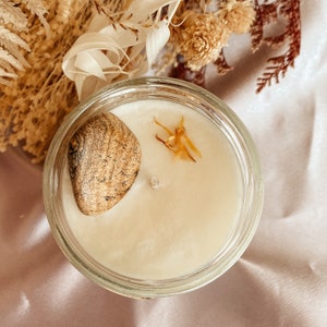 Burn Baby Burn Crystal Candle, Picture Jasper Crystal Candle, Palo Santo Scented Soy Wax Candle, Picture Jasper Healing Crystal Candle