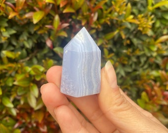 Blue Lace Agate Point, X-Small Blue Lace Agate Point, Blue Lace Agate Crystal, 31 grams