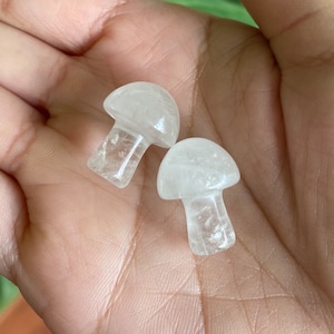 Mini Clear Quartz Mushroom Carving, Clear Quartz Crystal Mushroom Carving