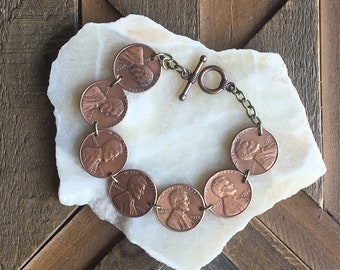 Custom Penny Bracelet, Sweet 16 Gift, 21st, 30th, 40th, 50th, 60th Birthday, You Choose Date, Copper Bronze Jewelry