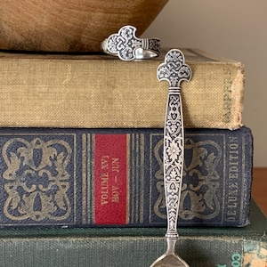 1885 Spoon Ring, Sterling Silver, Gorham Spoon, Celtic Design, Vintage Jewelry, Statement Ring