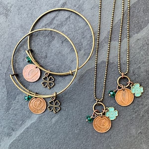 Bracelet ou collier à breloques irlandaises, porte-bonheur, bijoux celtiques, souvenir d&#39;Irlande, cadeau de la Saint-Patrick