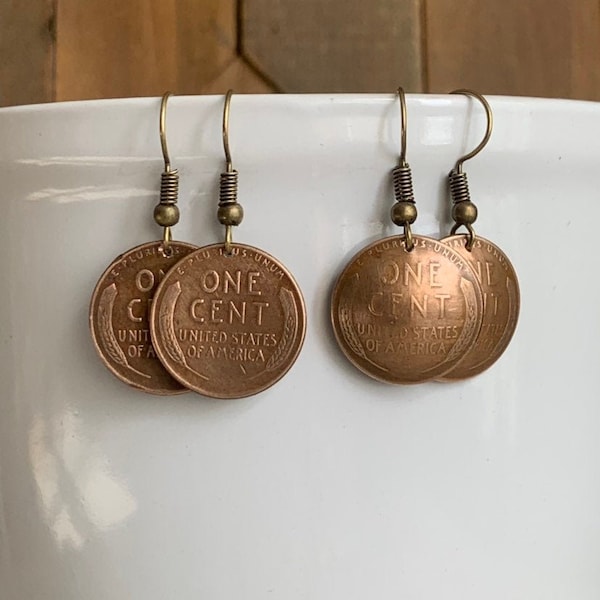 Custom Wheat Penny Earrings, Personalized Penny Gift, Penny Jewelry, Vintage Penny Earrings, 50th Birthday Gift, 40th Birthday, 21st Gift