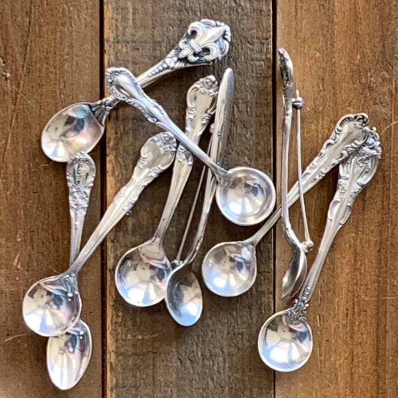 Vintage Salt Spoon Pin 925 Sterling Silver Antique Spoon Etsy