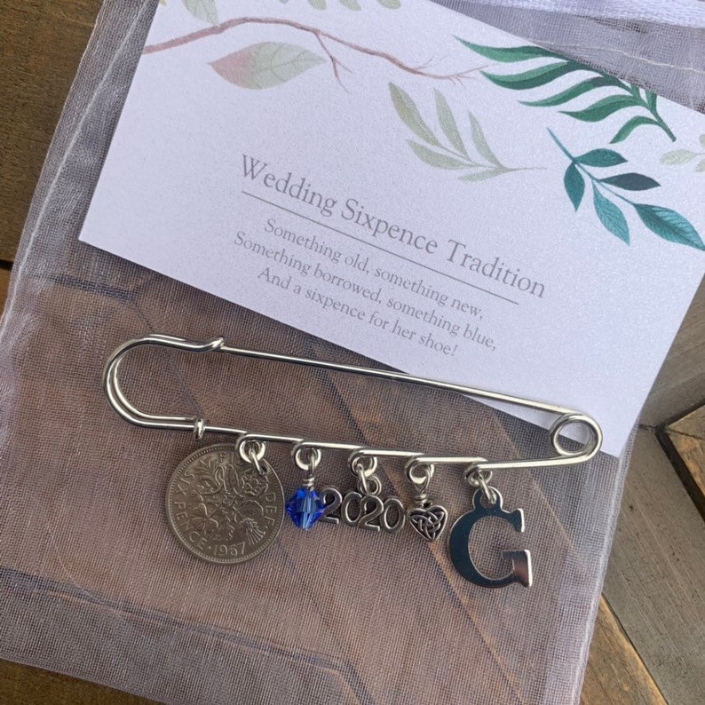 Custom Bridal Sixpence Wedding Pin Garter Pin for Bride Etsy