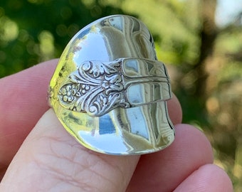 Sterling Silver Spoon Ring, Shield Spoon Ring, Vintage Jewelry, Statement Ring