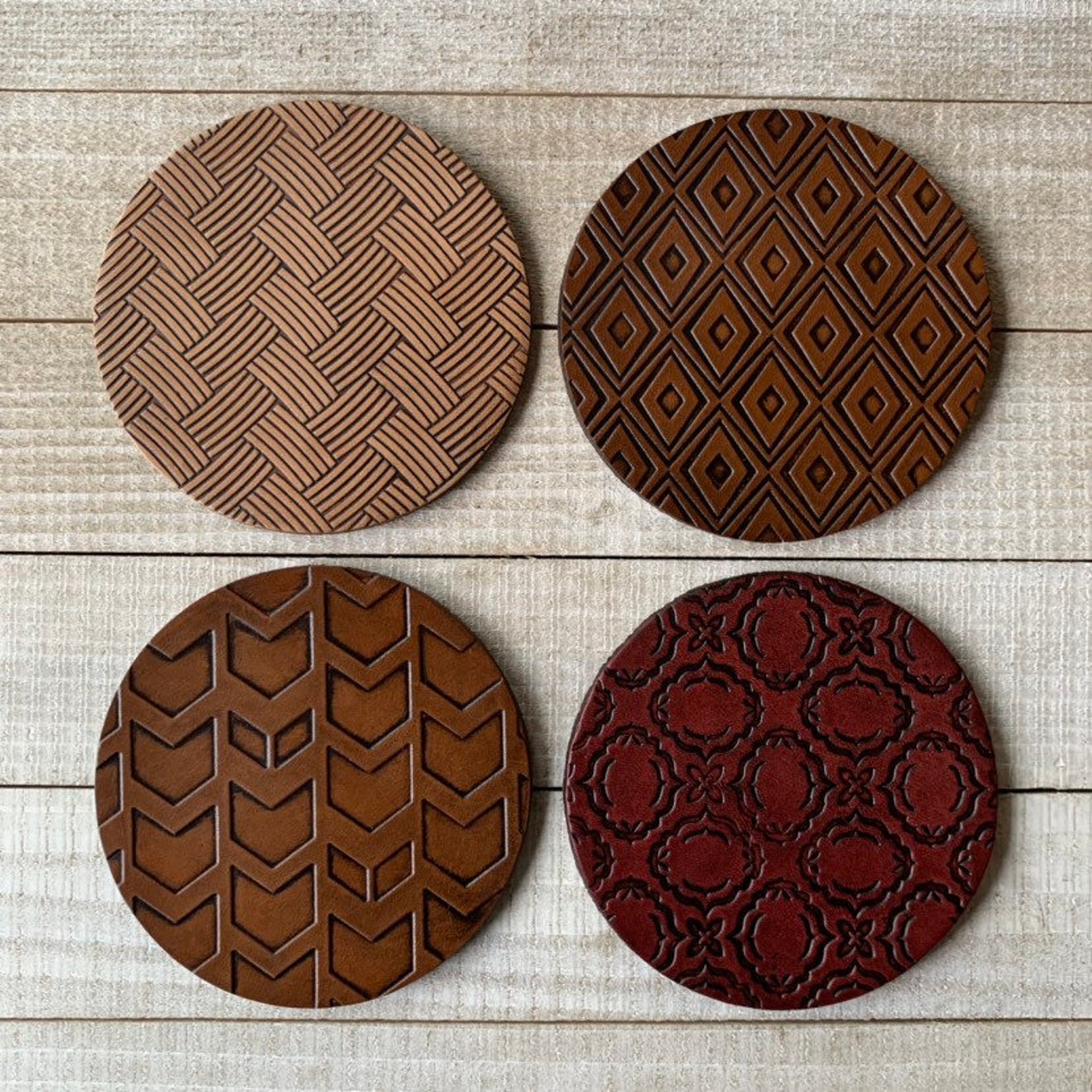 Handmade Leather Coasters Wedding Gift Custom Drink Etsy
