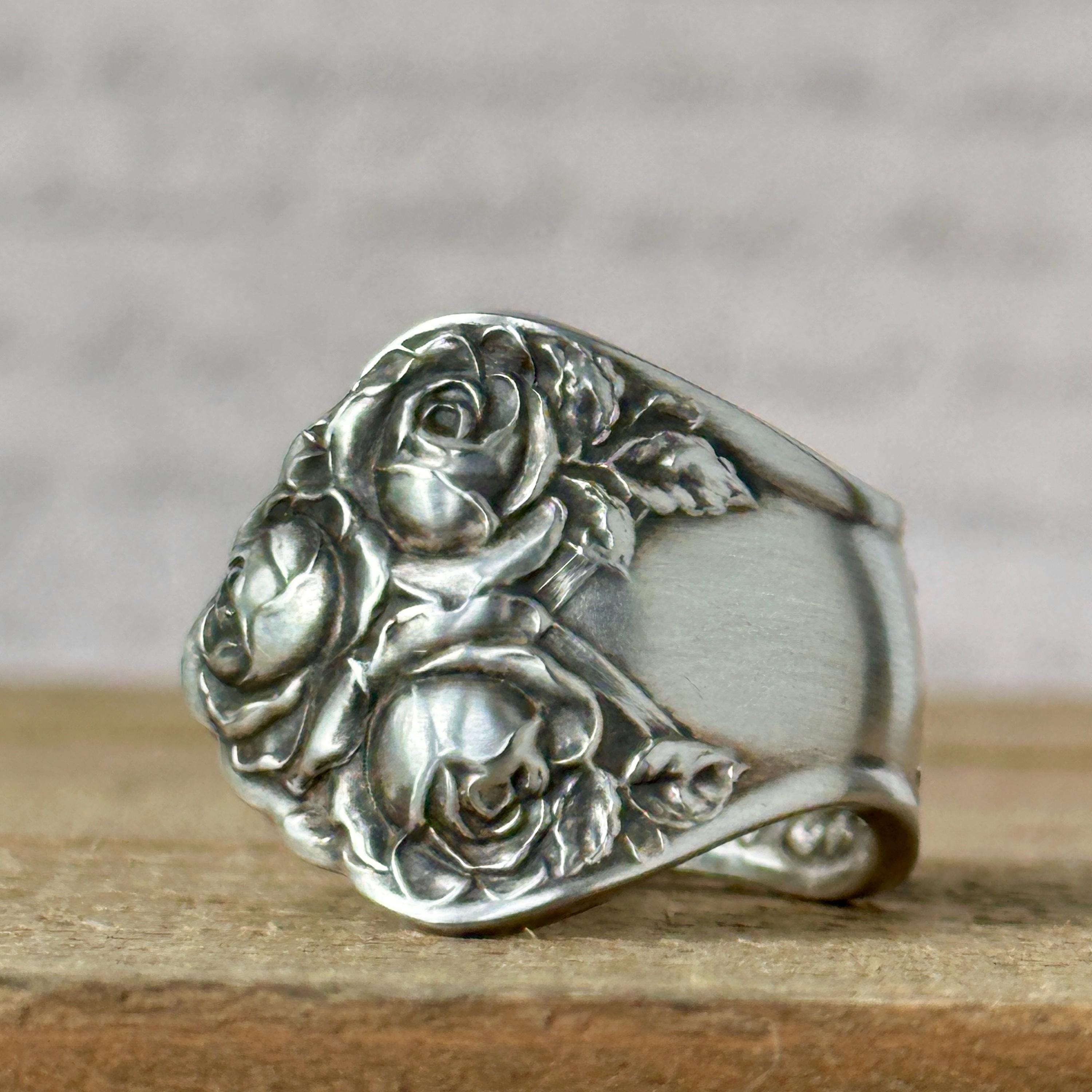 Silver Spoon Ring Rose - Etsy