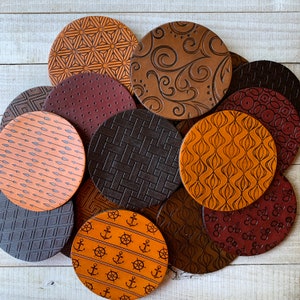 Handmade Leather Coasters, Wedding Gift, Custom Drink Coasters, Housewarming, Mix & Match, Gift for Him