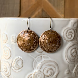 Mexican Centavos Coin Earrings, Mexico Jewelry, Copper Earrings, Minimalist Style, Aretes de Mexico