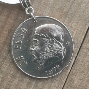 Vintage Mexican Peso Coin Keychain, Birthday Gift, Groomsman Keyring, Gift for Him, Men&#39;s Accessories