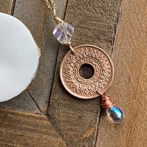 Thailand Lotus Coin Necklace, Asian Vintage Jewelry, 1941 Satang Coin, Antique Coin Pendant, Missionary Gift