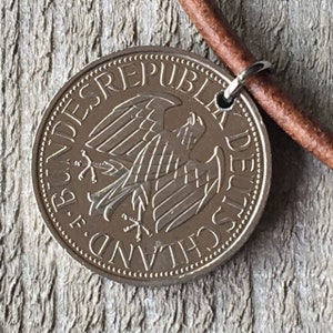 German Deutsche Mark Pendant, Men&#39;s Coin Leather Choker Necklace, Eagle, Men&#39;s Accessories, Gift for Him, Father&#39;s Day