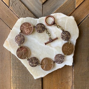 Bransoletka Wheat Penny, spersonalizowana biżuteria na urodziny, 30., 40., 50., 60., 70. urodziny, prezent dla mamy, babci, biżuteria z miedzi i brązu