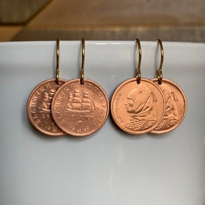 Greek Drachma Coin Earrings, Copper Disc Earrings, Greece Souvenir, Greek Heroine, Nautical Inspired Jewelry