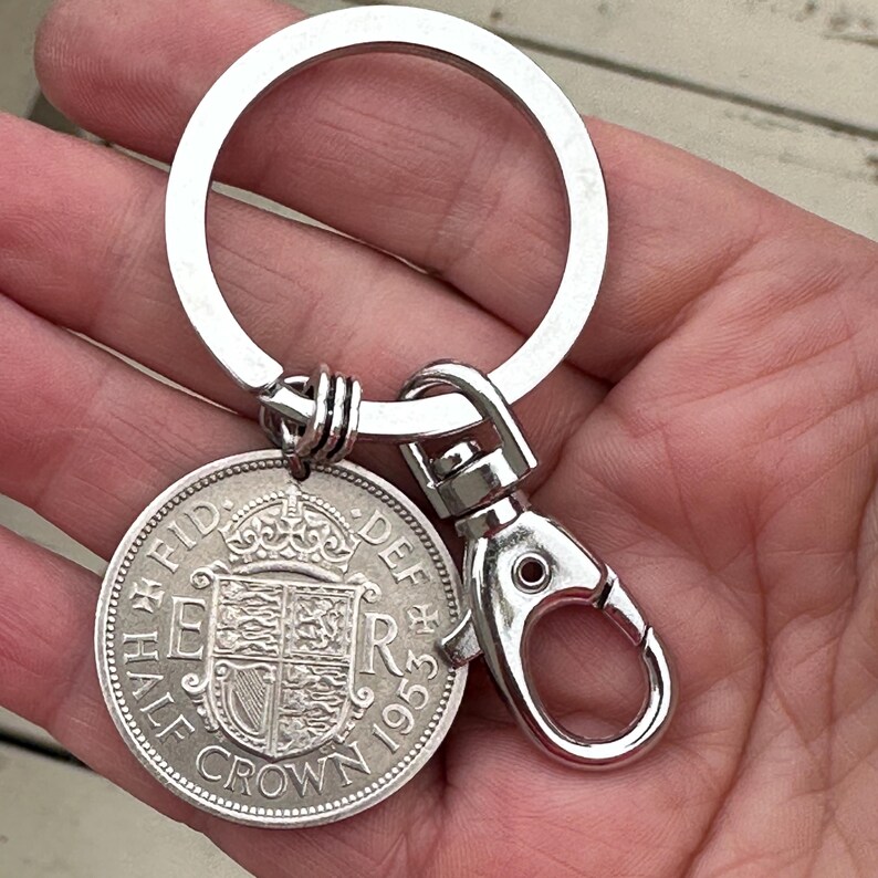 British Half Crown Coin Keychain, England Souvenir Keyring, UK Key Fob ...