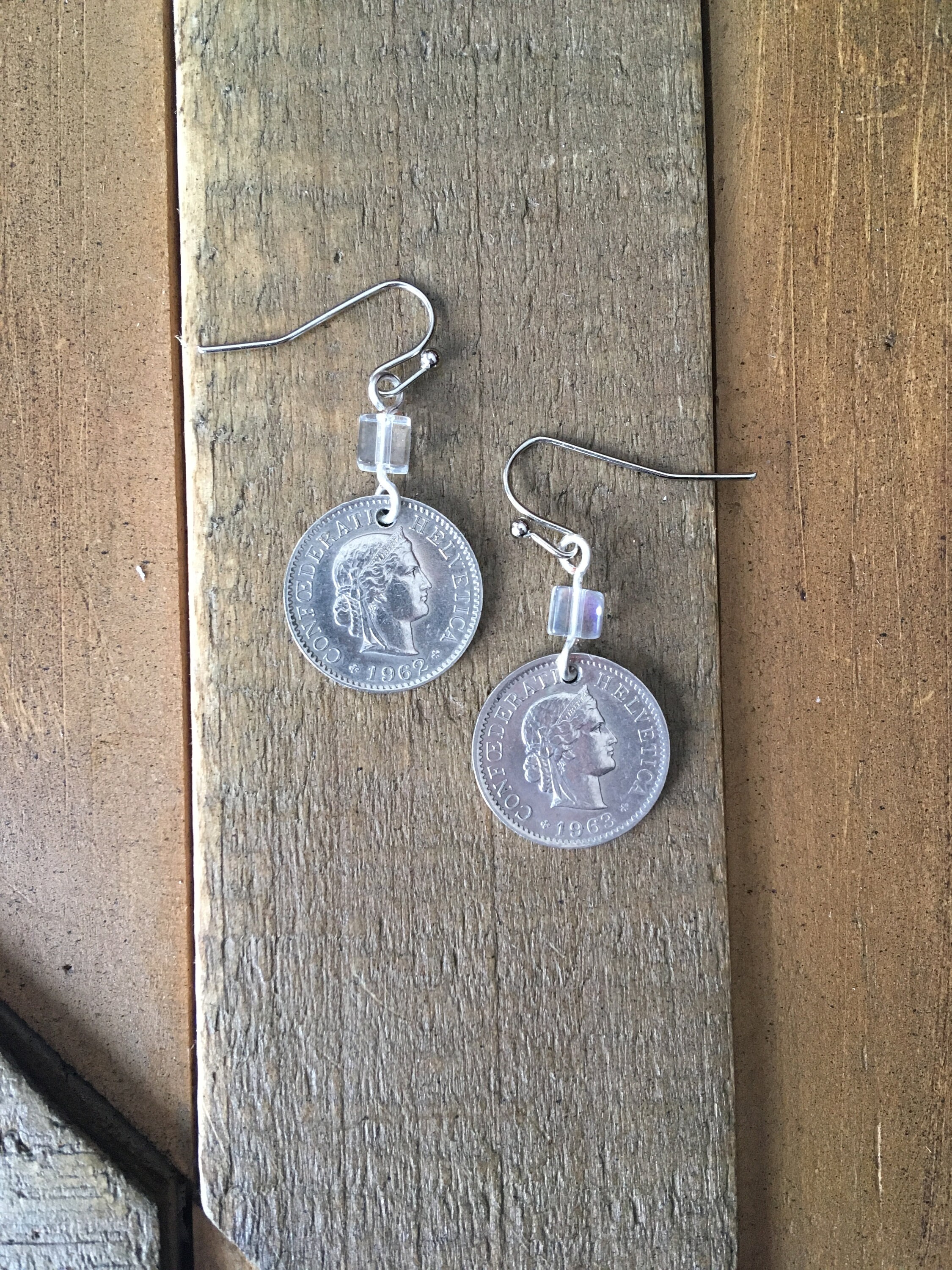 Vintage Swiss Coin Dangle Earrings Switzerland Coin with | Etsy