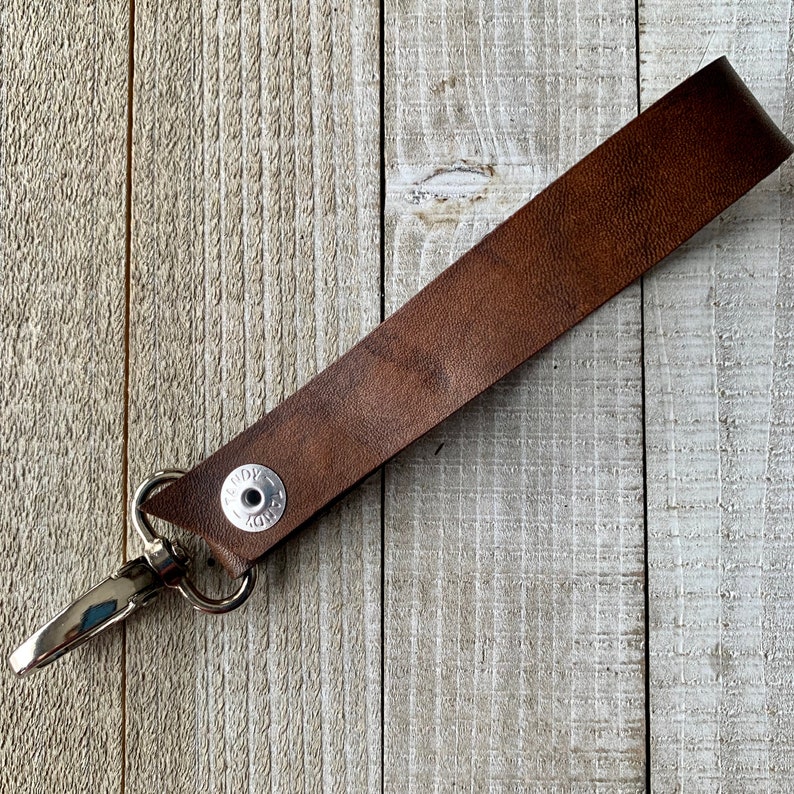 Personalized Leather Keychain Custom Hand-Stamped Wristlet | Etsy