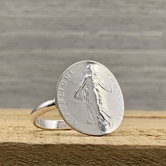 Bijoux Bague PiÃ¨ce 50 Centimes Argent Bague Pièce De Monnaie
