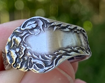 Vintage Sterling Silver Spoon Ring, Gorham Poppy Pattern, 1906 Antique Spoon. Art Nouveau Design, Statement Ring Jewelry